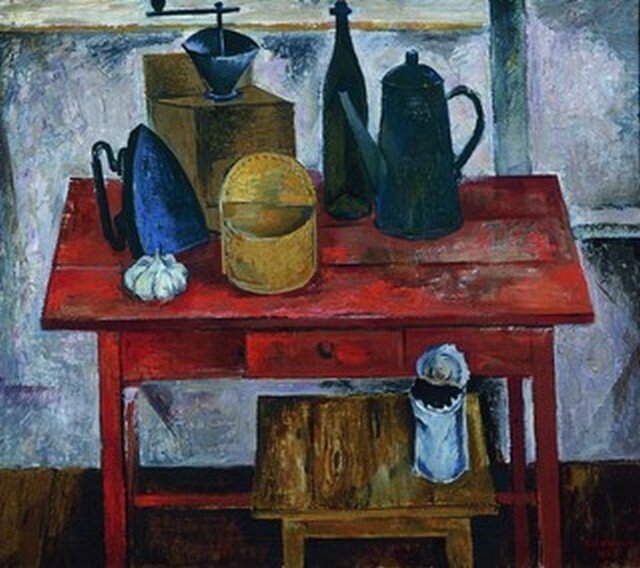 Натюрморт на красном столе