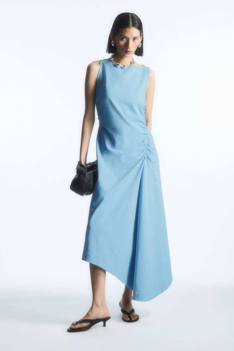 COS Asymmetric Gathered Midi Dress