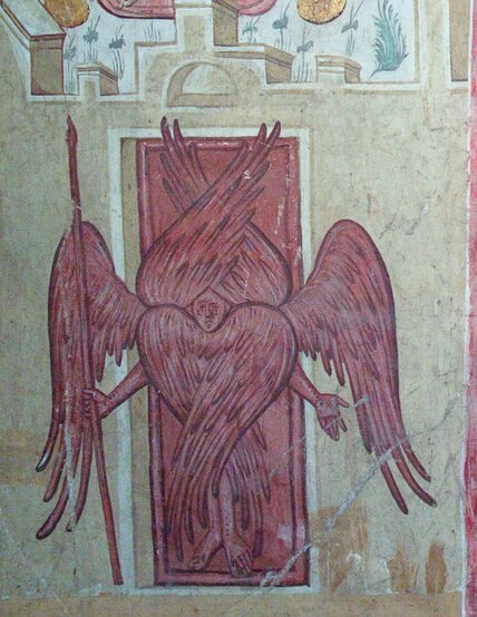 Огненный херувим у врат рая. Дечаны. 14в.