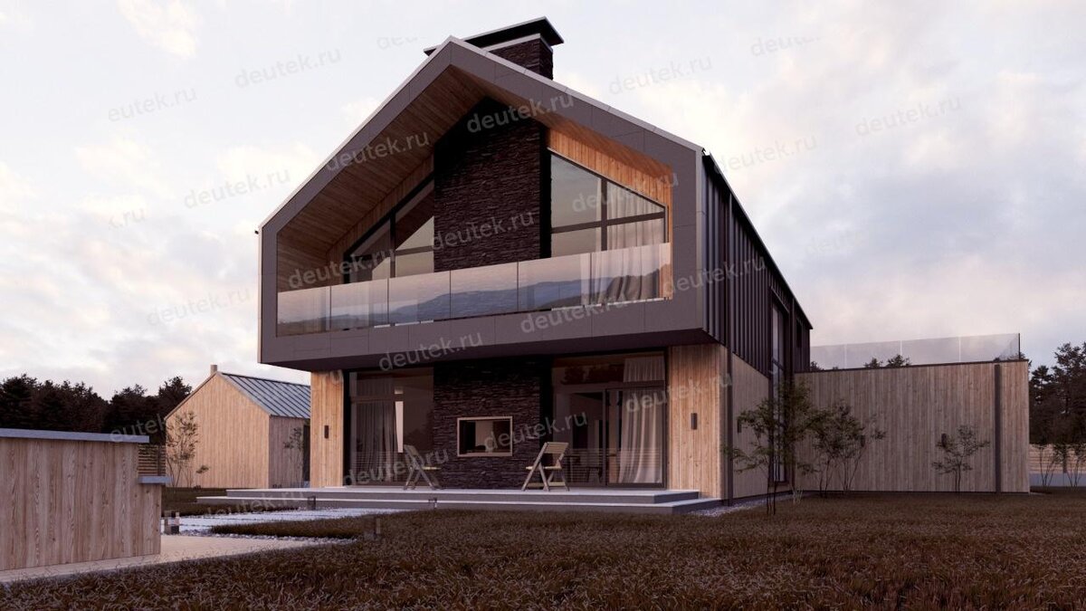 Проект двухэтажного дома 320 м2 с гаражом, вторым светом и террасами - KVR-4