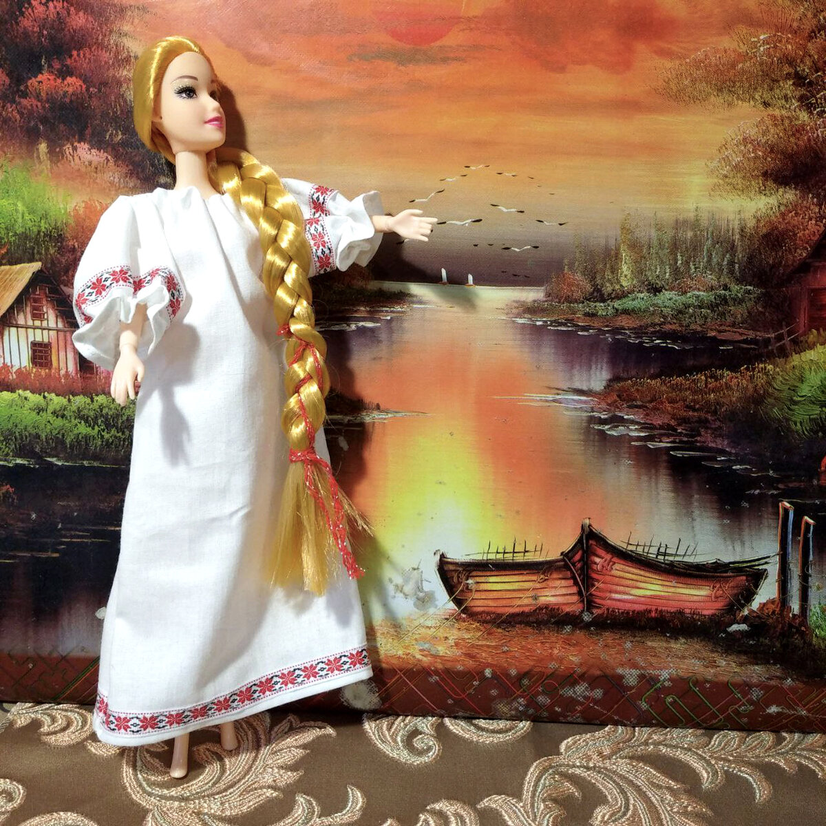 кукла формата 1/6 в русской рубашке