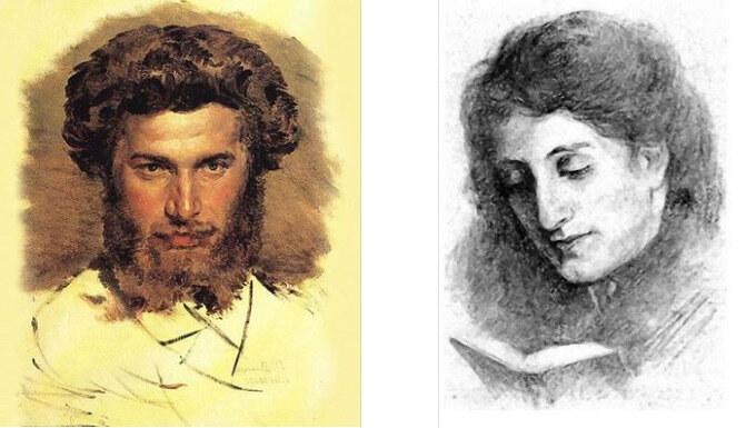 Портрет Архипа Куинджи кисти Виктора Васнецова и его жена Вера. Скриншоты автора из открытых источников