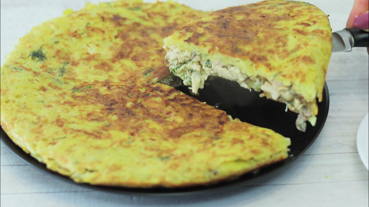 Картофельный пирог на сковороде