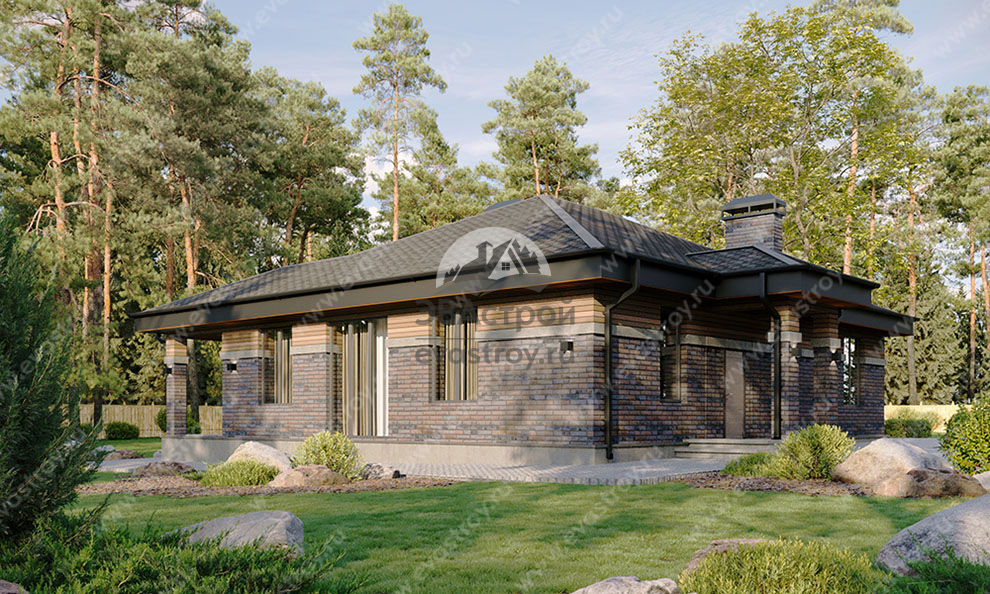 Проект одноэтажного дома 129 м2 с террасой - KVR-180