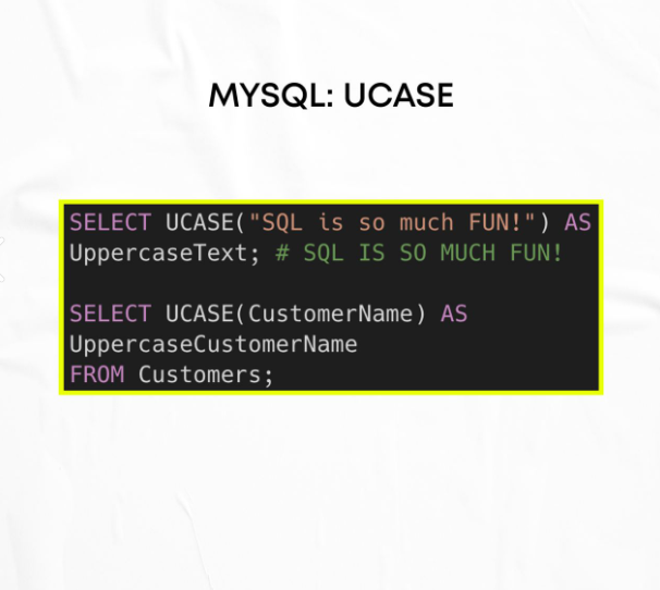 Пример работы MySQL: UCASE