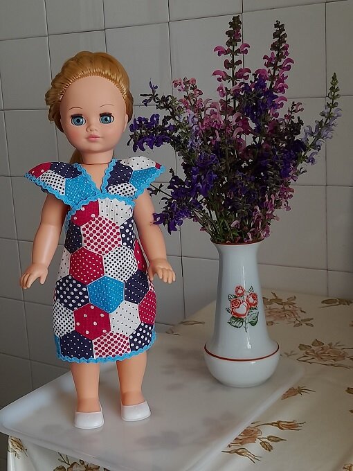 Платье-сарафан "Небесный пэчворк". Июнь, 2023.