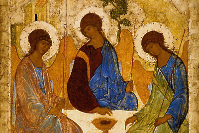    Икона «Троица» – самое знаменитое произведение гениального русского художника Андрея Рублева. ©Андрей Рублёв, Общественное достояние Wikipedia.org