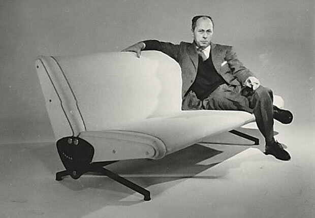 Освальдо Борсани (1911–1985) - именно он сидит на диване (фото выше). Знакомая форма дивана??? Много лет подряд эта модель била все рекорды продаж - диван-книжка!!! Он может быть разложен, он очень лаконичен (аскет эдакий), и ножки позволяют спокойно мыть полы))))) Многие сказали тогда, что это уродство, но знатоки признали в дизайне модернизм и технологии!