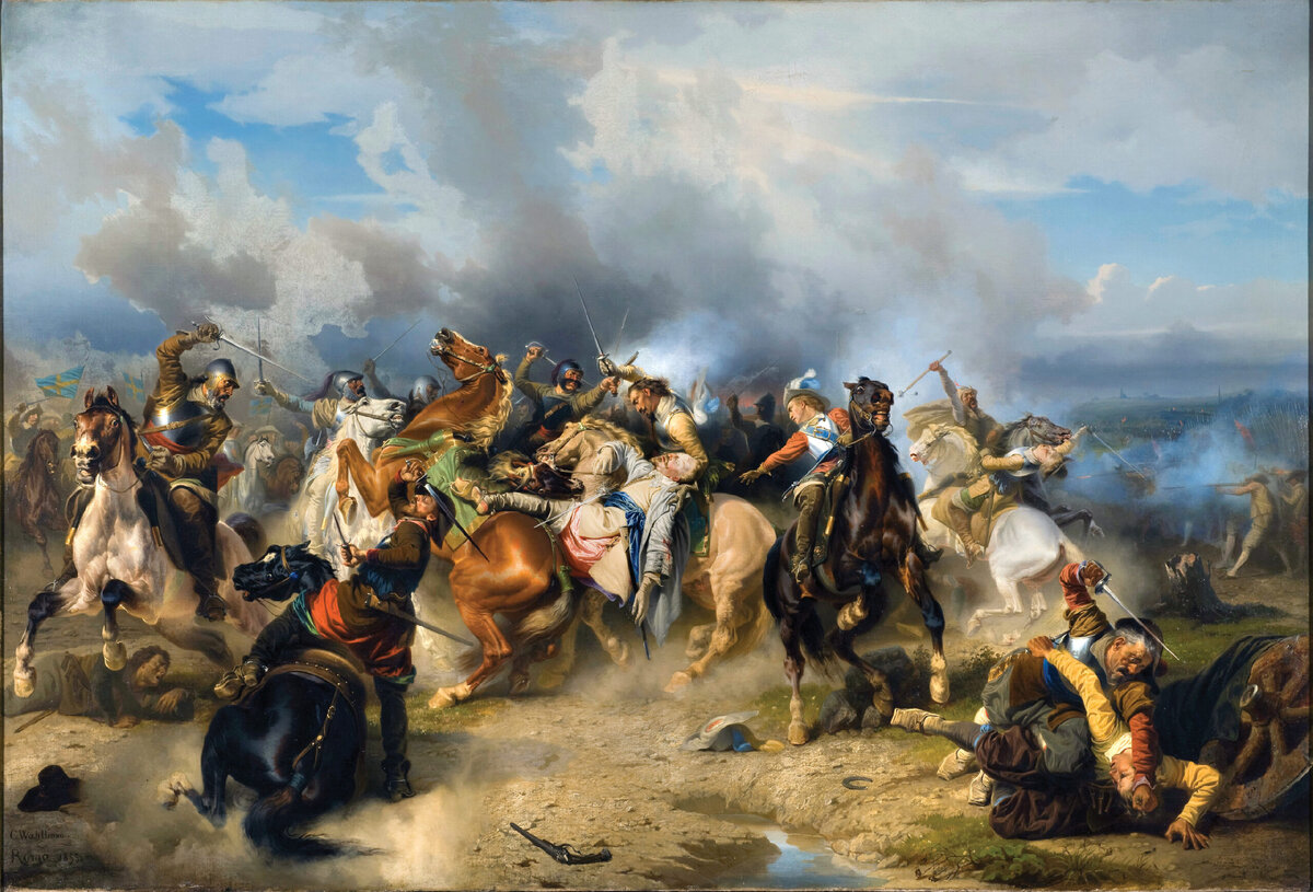 Битва при Лютцене. Смерть короля Густава Адольфа 16 ноября 1632 года (Карл Вальбом, 1855)
