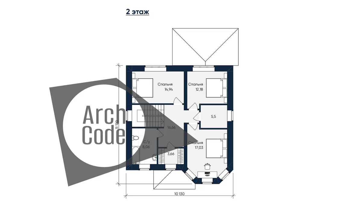 Проект уютного двухэтажного дома с четырьмя спальнями | ArchCode |  Проектирование домов | Дзен