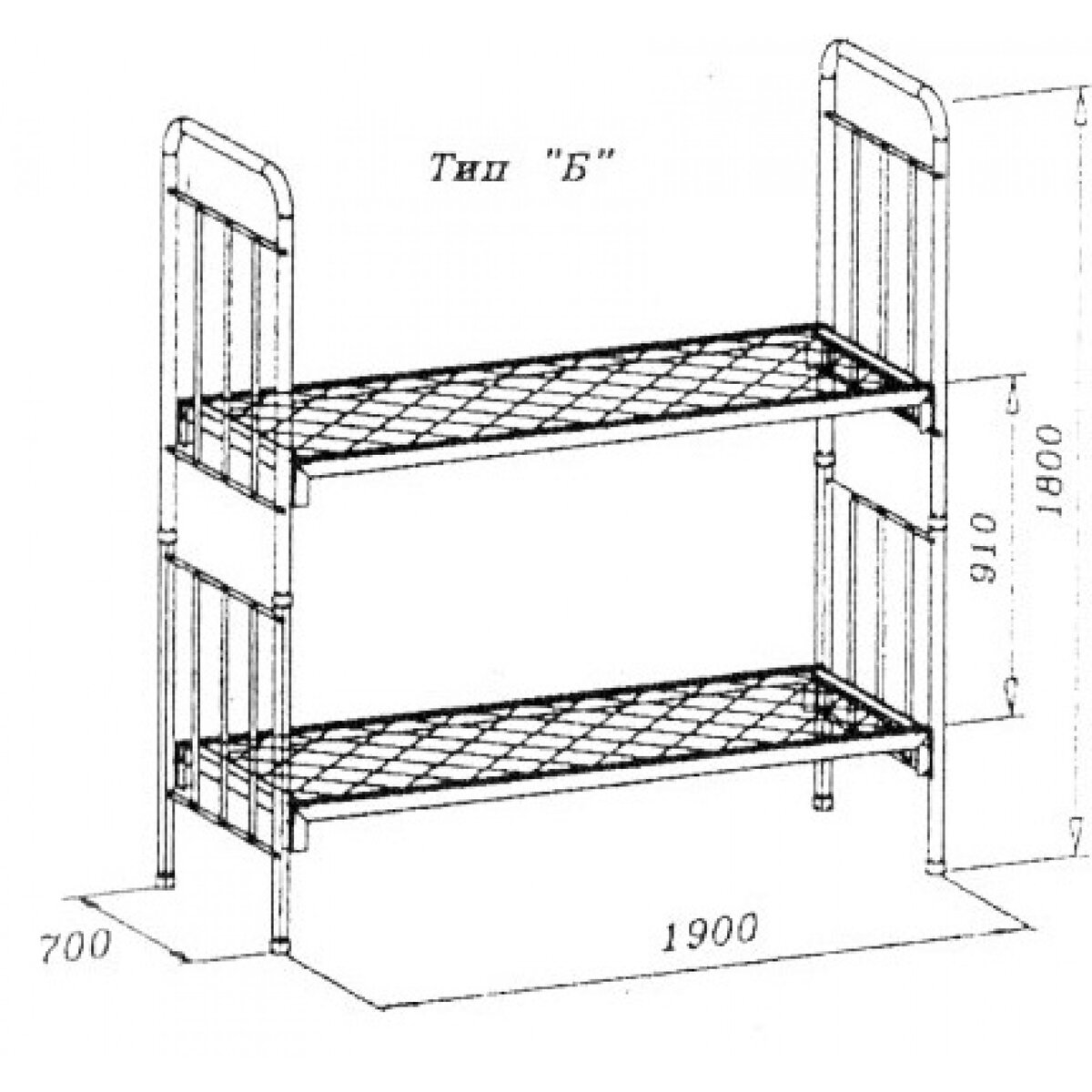 Кровать армейская двухъярусная разборная Тип 