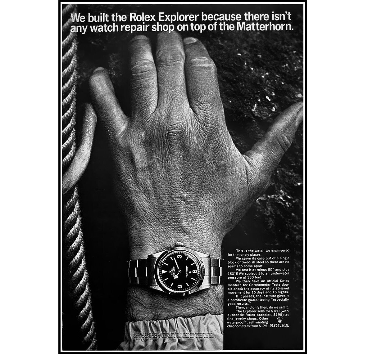Мы создали Rolex Explorer потому что на вершине Маттерхорна нет часовых мастерских"