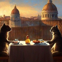 Завтрак кошек в Италии. 