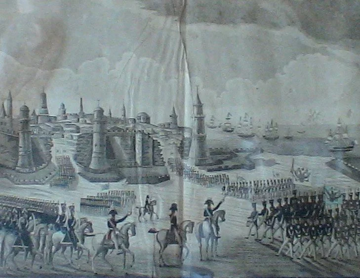 1828, 12 июня (24 июня) по старому стилю: Десант, высаженный с кораблей эскадры вице-адмирала А.С. Грейга, после бомбардировки с кораблей овладел турецкой крепостью Анапа.