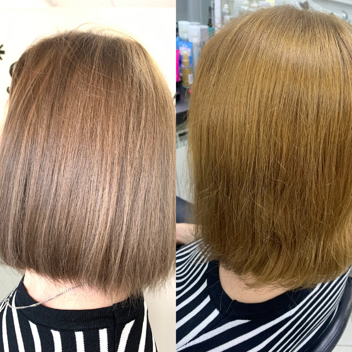 Разница между окрашиванием первым и последующим 2 недели. На втором фото ( после отпуска) фото из личного архива 