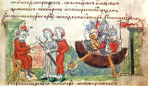 Аскольд и Дир встречаются с Олегом.