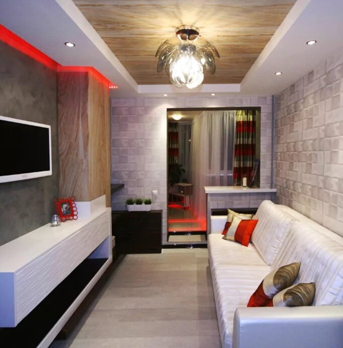 Зонирование длинной комнаты