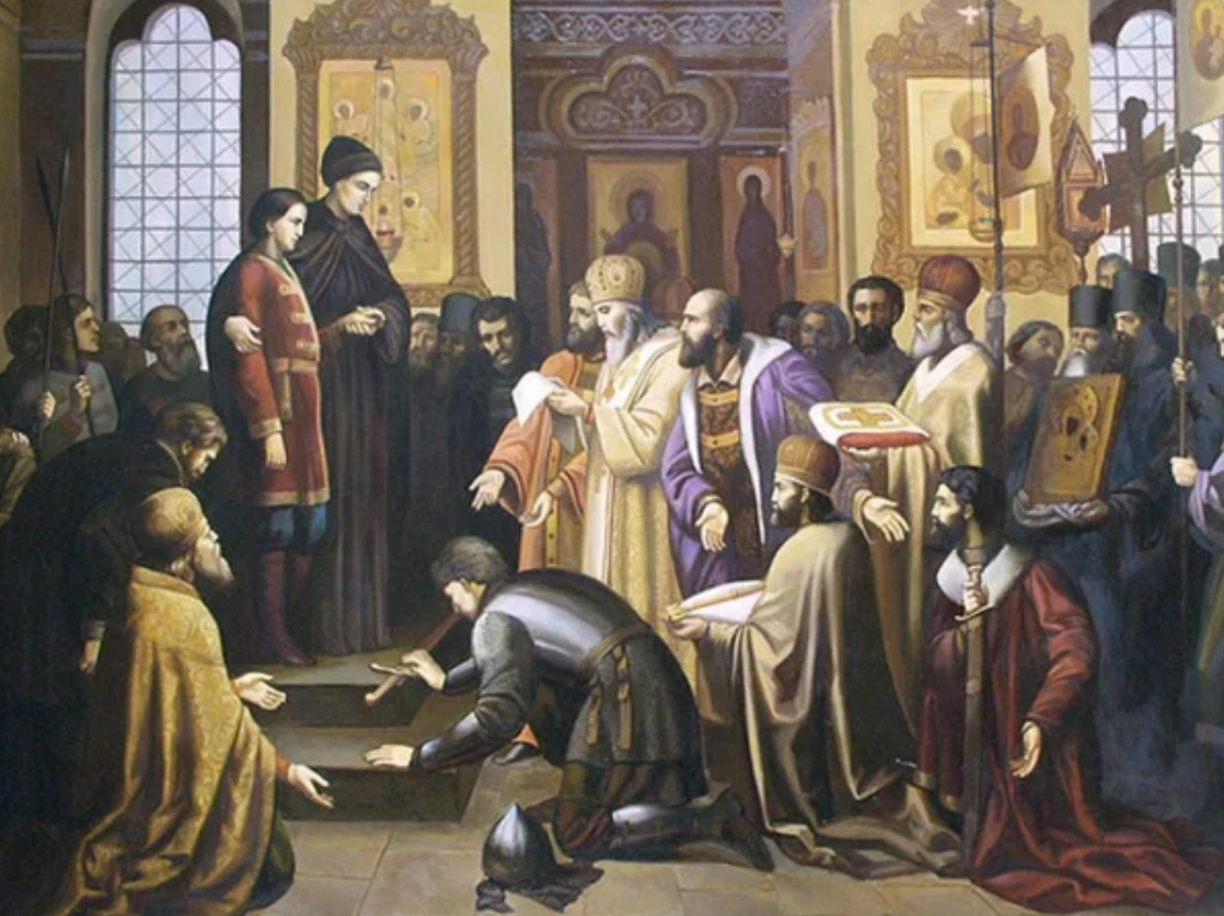 михаил федорович романов венчание на царство. михаил федорович романов земский собор. земский собор 1613. когда было избрание на царство михаила романова. угрюмов избрание михаила федоровича на царство.