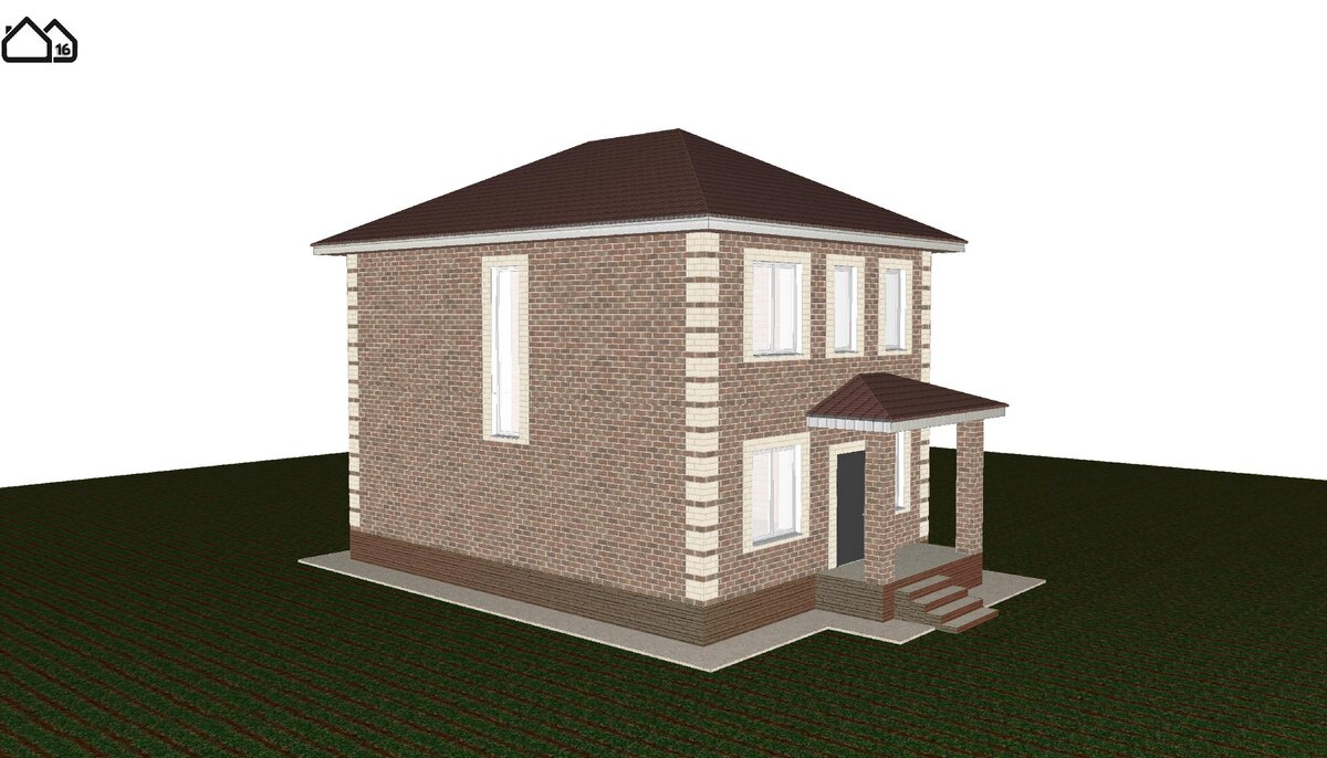 Проект двухэтажного кирпичного дома площадью 110кв.м. | Проектная  мастерская №16 | Дзен