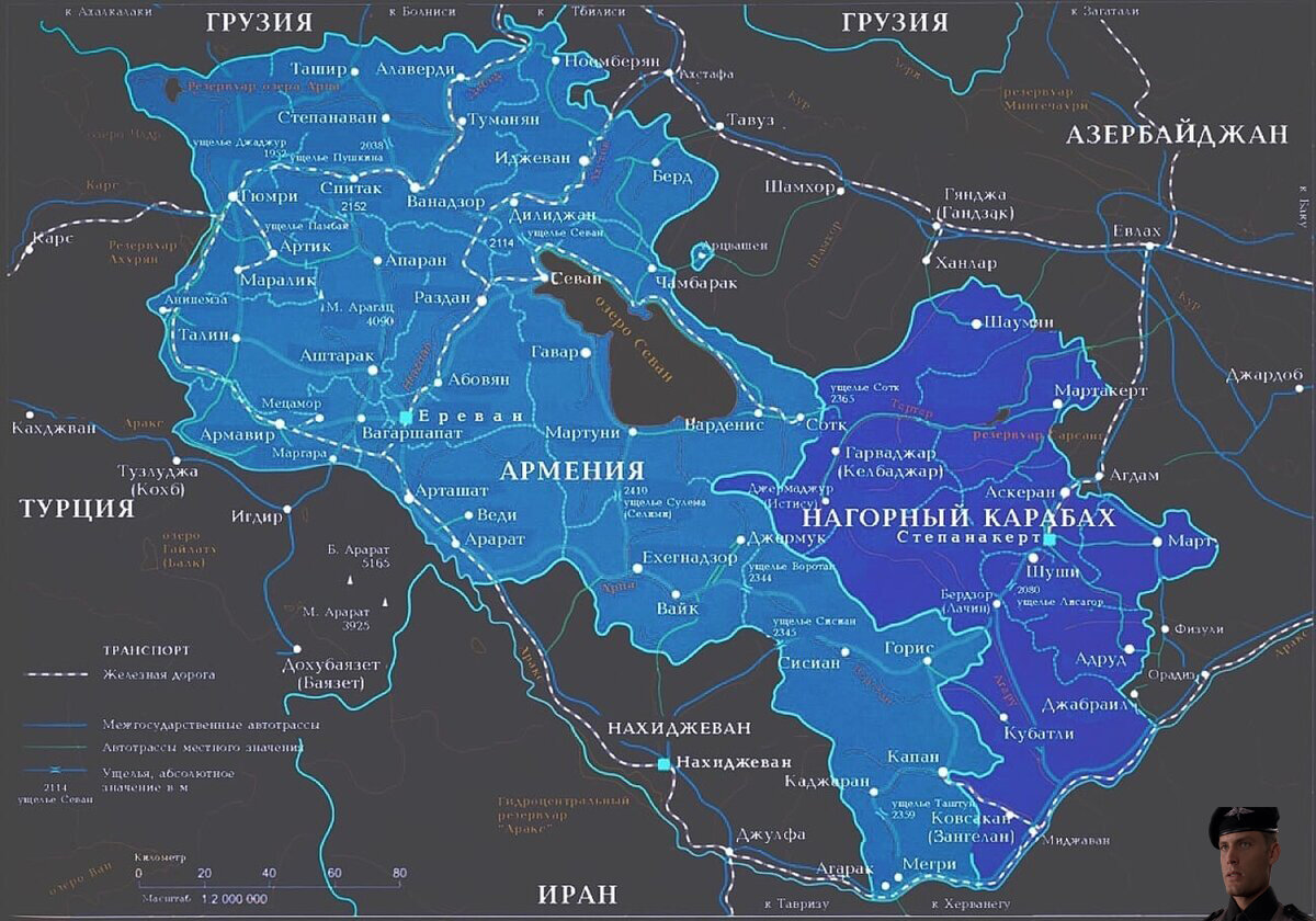 Карта армении и азербайджана 1975 года