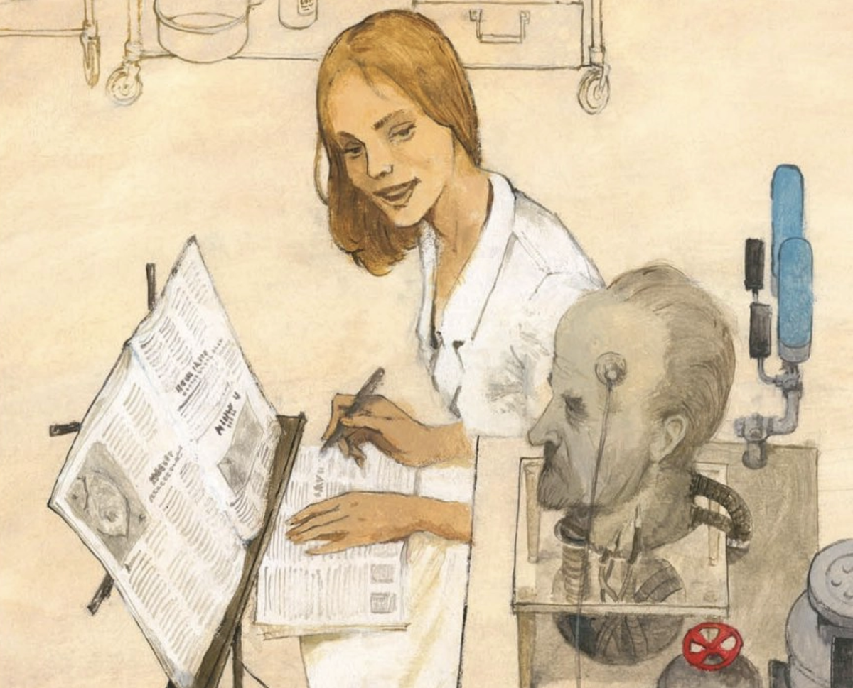 Лоран даёт читать газеты профессору Доуэлю