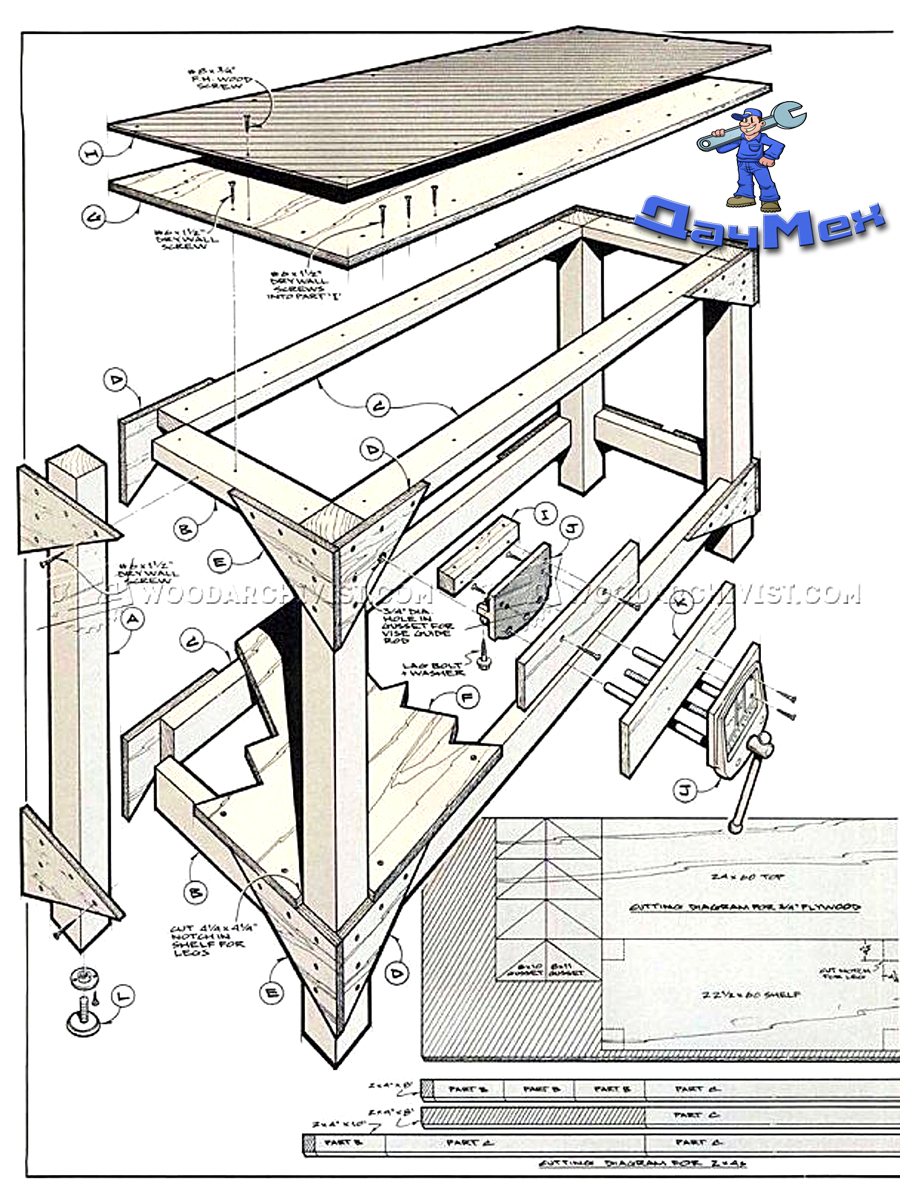 Pin by Emilio Belmares on Workbenches Easy woodworking projects, Workbench, Wood