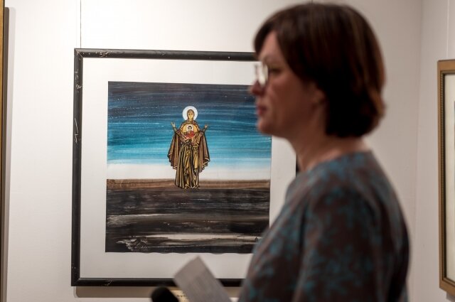    Картина Петра Лесового «Богоматерь на Прохоровском поле». Фото: Белгородская и Старооскольская епархия/ Арсений Клюйко