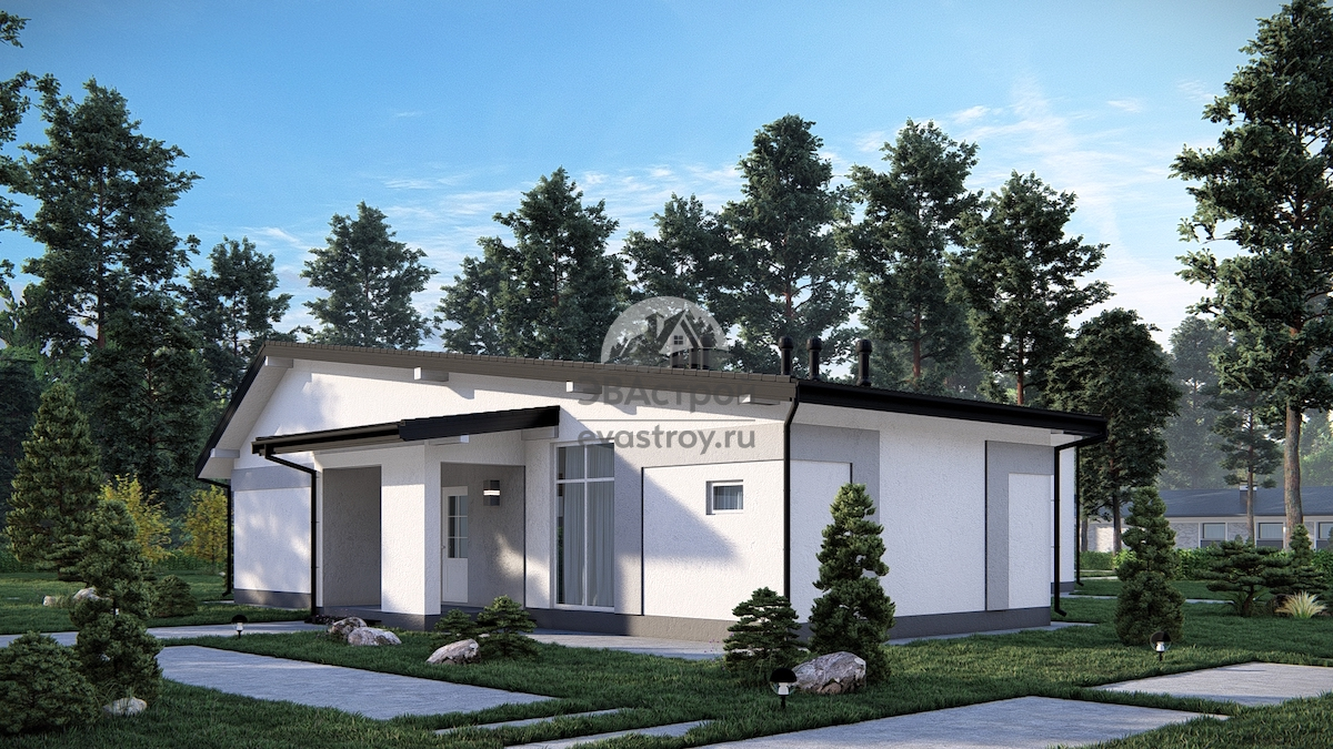 Проект одноэтажного дома 212 м2 с сауной и террасой - П212