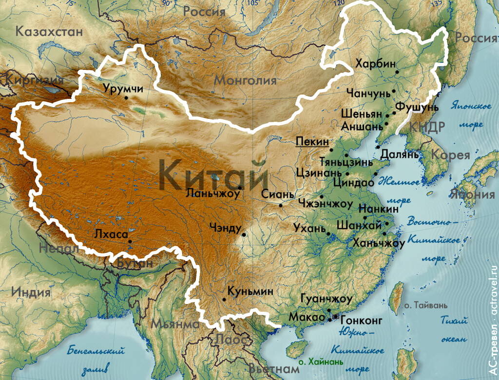 Китай географическое положение. Рельеф Китая карта. Карта рельефа КНР. Географическая карта Китая с горами. Карта Китая географическая рельеф.