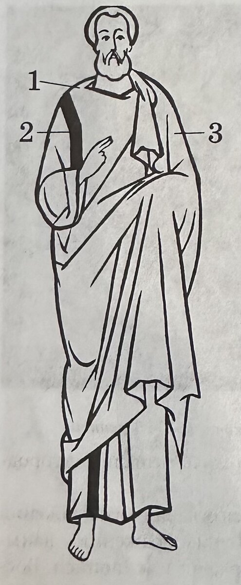 1 - хитон, 2 - клав, 3 - гимантий