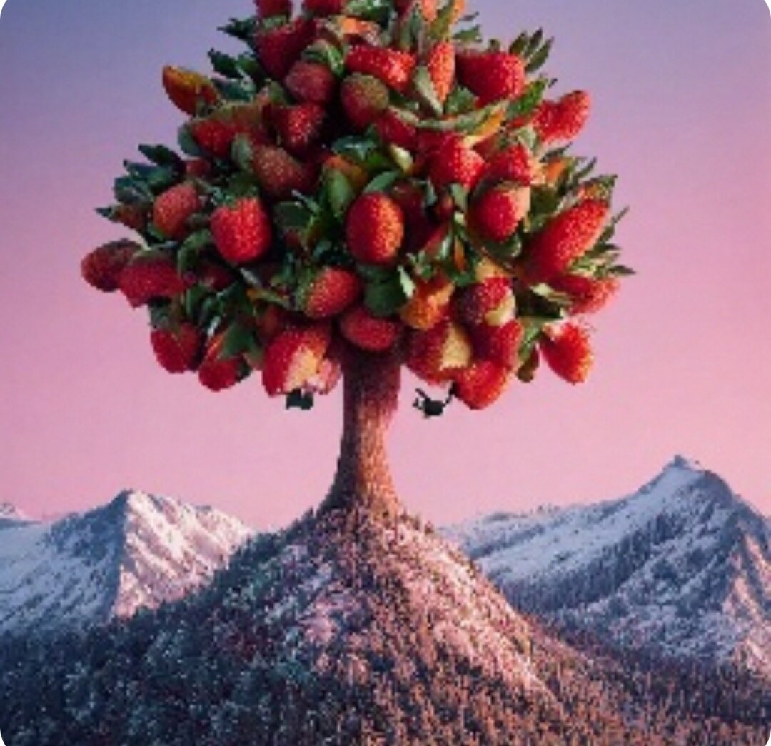 Просто клубничное дерево из нейросети для обложки