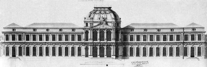 Ж.-Б. Леблон. Проект дворца в Стрельне. Фасад к морю. 1717 год