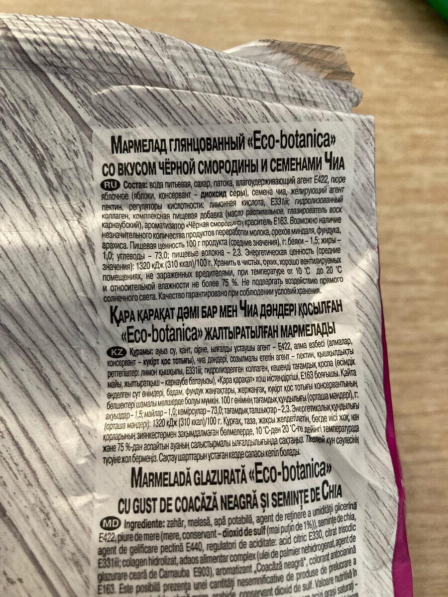 Состав жевательных конфет