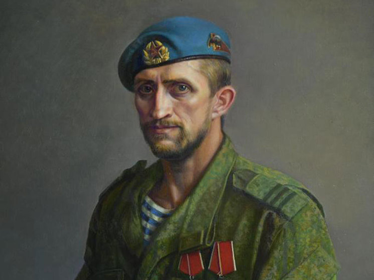     «Кузовлев Андрей Анатольевич, защитник Отечества, участник специальной военной операции, десантник, кавалер двух орденов Мужества». Холст, масло. 2023. Фото: Предоставлено галереей А. Шилова.