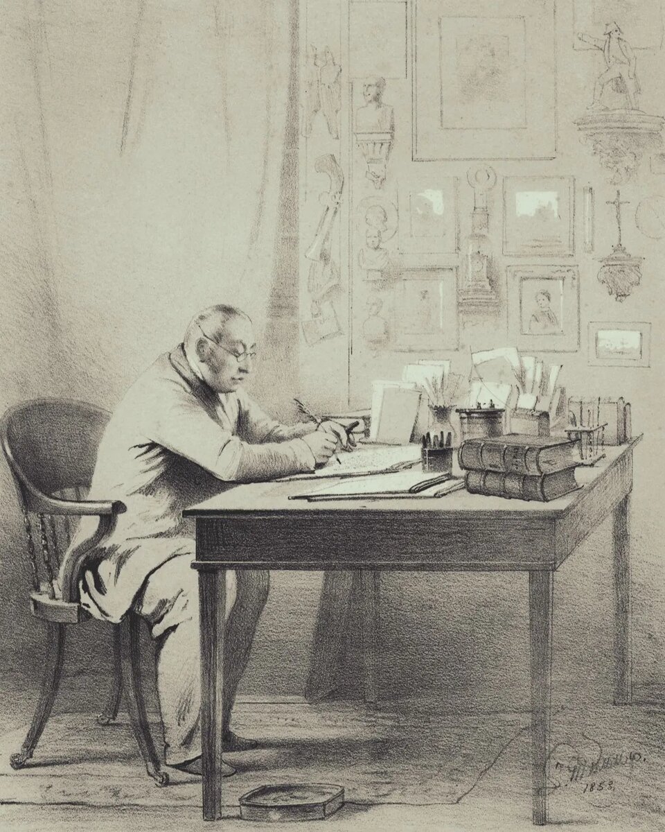 ВАСИЛИЙ ТИММ. ФАДДЕЙ БУЛГАРИН В СВОЕМ КАБИНЕТЕ. 1853. ВСЕРОССИЙСКИЙ МУЗЕЙ А.С. ПУШКИНА, САНКТ-ПЕТЕРБУРГ