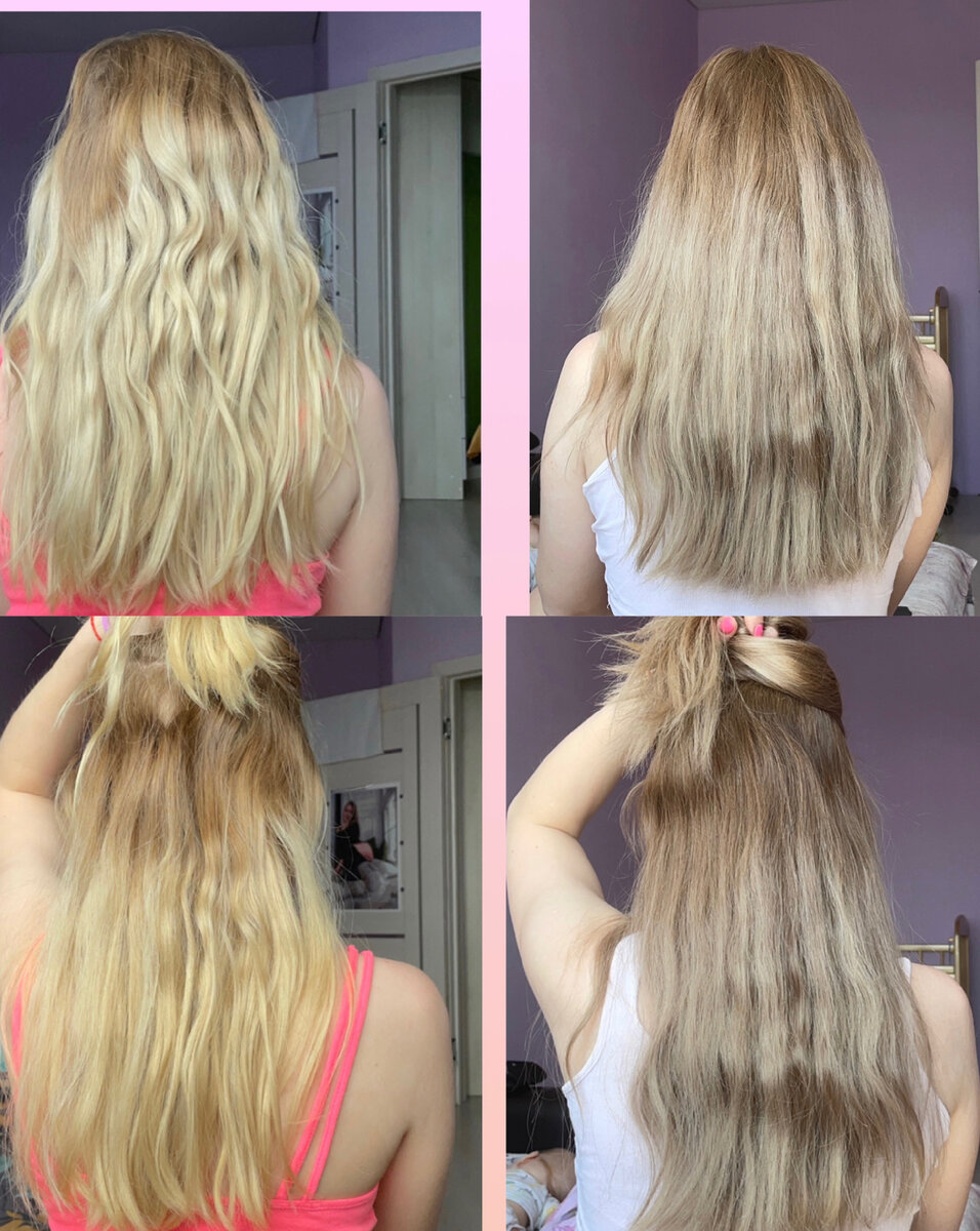 До/после. Краска Estel SENSATION 9/76 Блондин коричнево-фиолетовый.