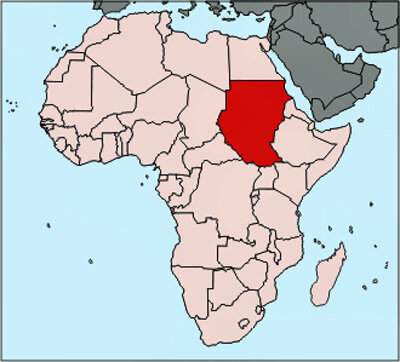 Судан на политической карте Африки, границы до 2011 г. Фото https://commons.wikimedia.org/wiki/File:LocationSudan_Africa.png