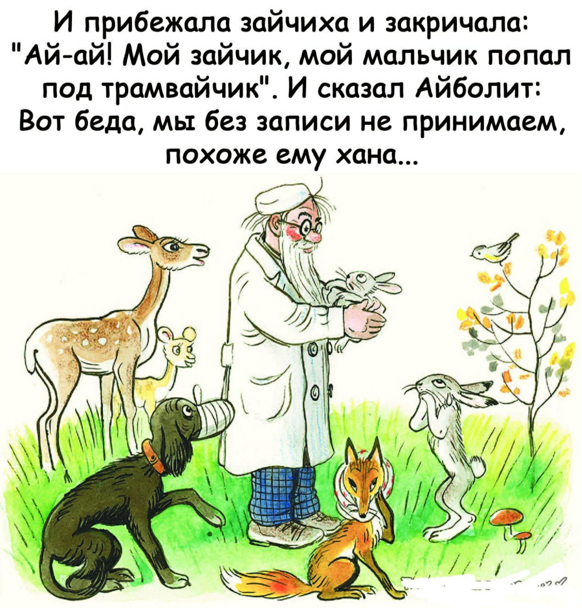 Без записи. Чуковский к.и. "Айболит". Доктор Айболит. Рисунки ко Дню ветеринарии. И сказал Айболит вот беда