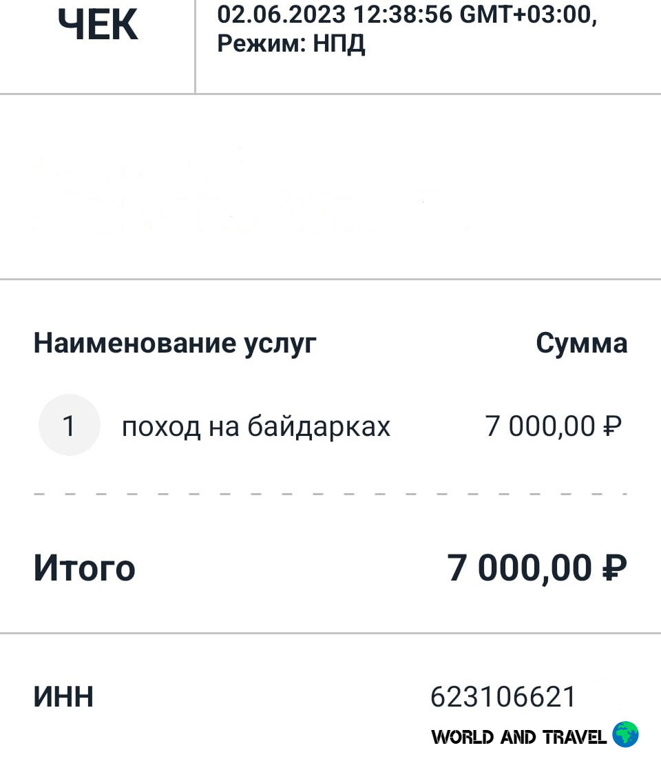 Фото из личного архива: Чек о покупке. Имя организатора и посл. 3 цифры ИНН я замазала.