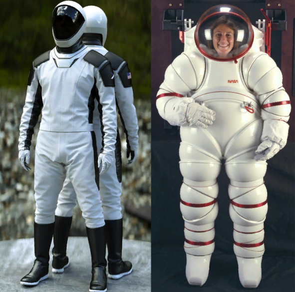 слева коcтюм от SpaceX, справа от Nasa