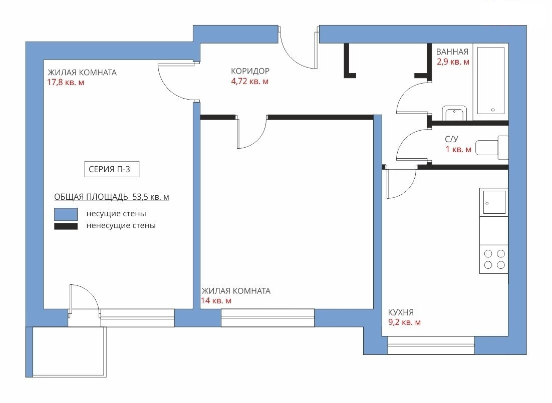 планировка п3м трехкомнатная с темной комнатой