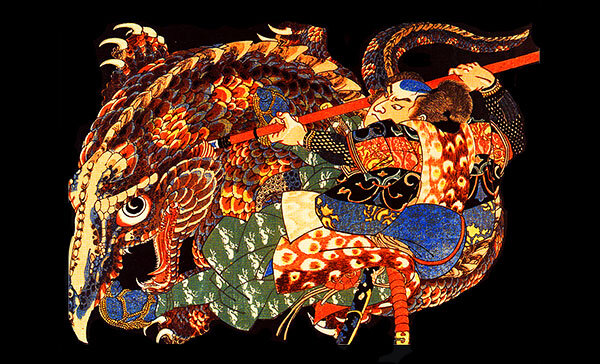 У. Куниёси. Миямото Мусаси убивает нуэ