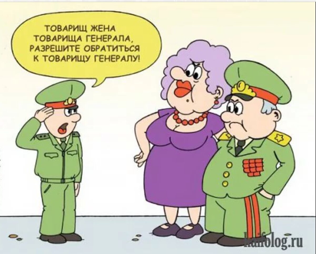 Жена полковника читать. Жена военного юмор. Генерал карикатура. Анекдоты про армию и военных. Карикатура генералы и солдаты.