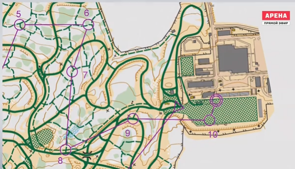 Фрагмент карты с дистанцией 