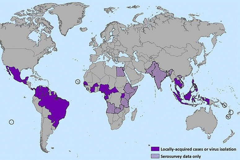 Фото: Ареал распространения переносчиков вируса Зика. 