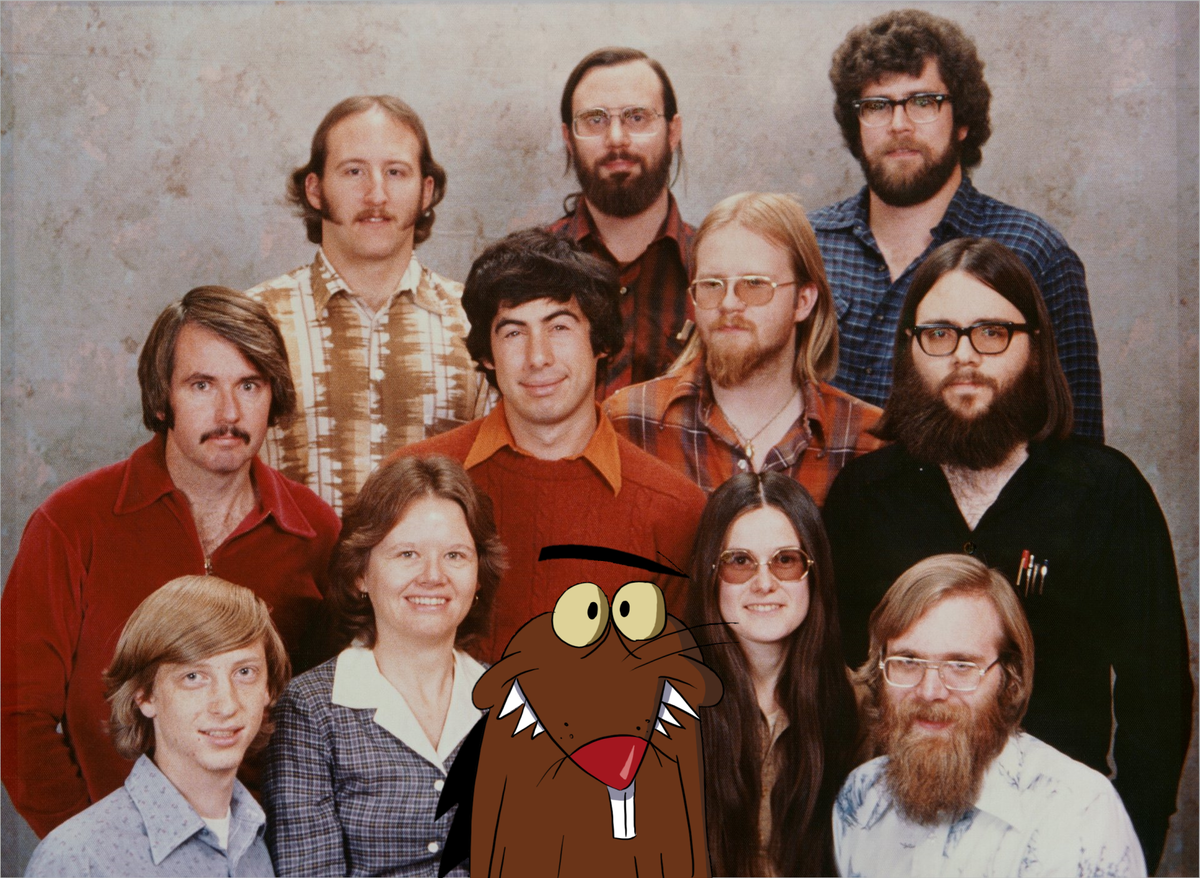 Билл Гейтс, Бобёр, Пол Аллен и первая команда Microsoft 1975.