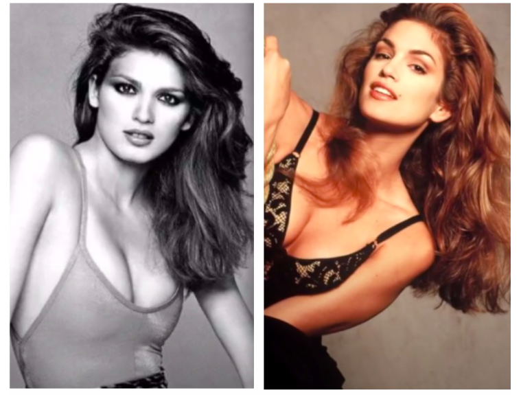 Слева Джия  Каранджи(супермодель), справа Синди Кроуфорд