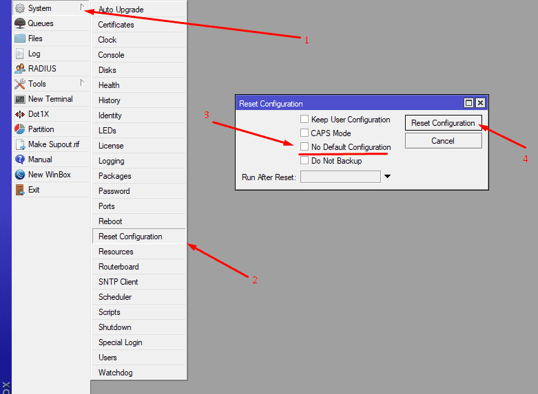 Mikrotik сброс настроек