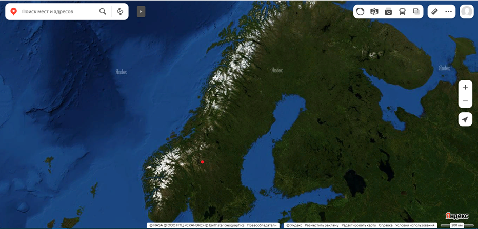 Снимок № 1 Скандинавский полуостров.