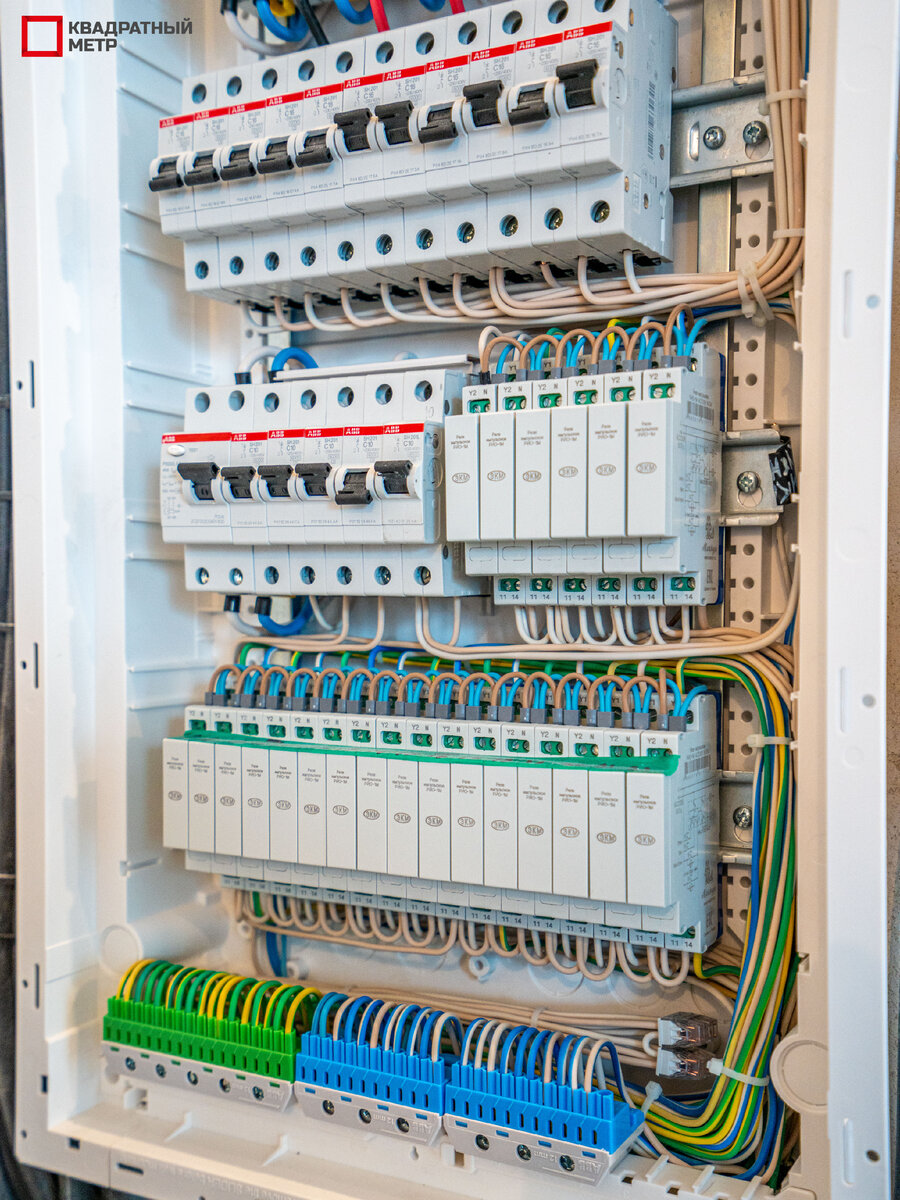 Электрощит в 2х комнатной квартире с применением импульсных реле РИО М-1.